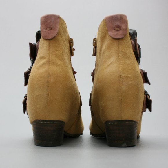 Anthropologie OTBT Ladies 6.5 Valley View Honey Side-zip Ankle Strap Booties - Picture 3 of 12